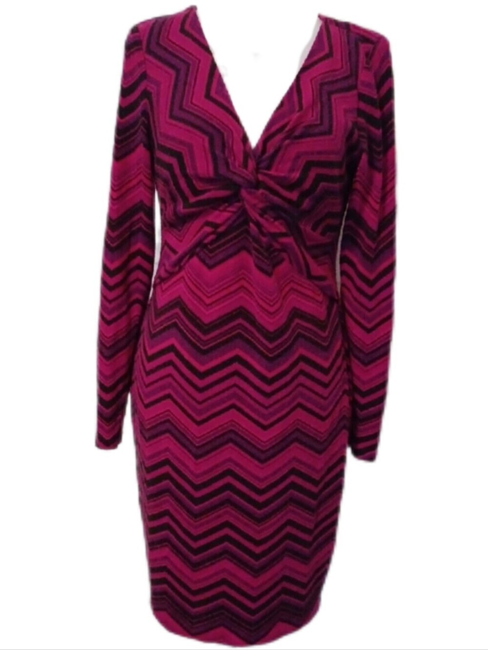 × Cache Twist-Front Long Sleeve Dress in Magenta Women's Size Large